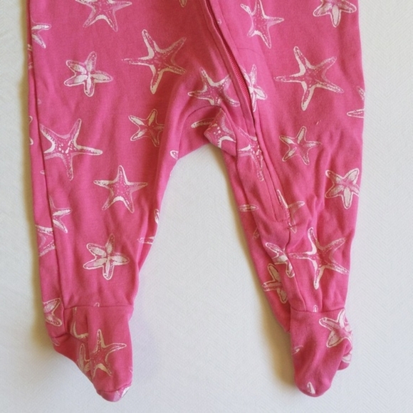 old navy pink starfish cotton zipper footie sleeper pajamas 3-6 months baby girl - Picture 3 of 6